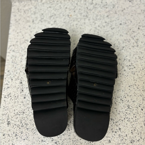 JEFFREY CAMPBELL Menorca 3X Sandal Black Croc Leather Platform Slide Size 8 - Picture 6 of 6